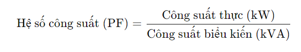 Hệ số công suất - Chỉ số Hệ số công suất ở Máy phát điện và UPS
