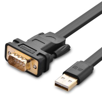 Một dây cắm với cổng kết nối RS232 (dây trái) và USB(dây phải)