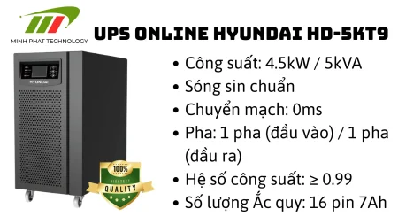 Bộ lưu điện UPS Online 5kVA pin trong Hyundai HD-5KT9
