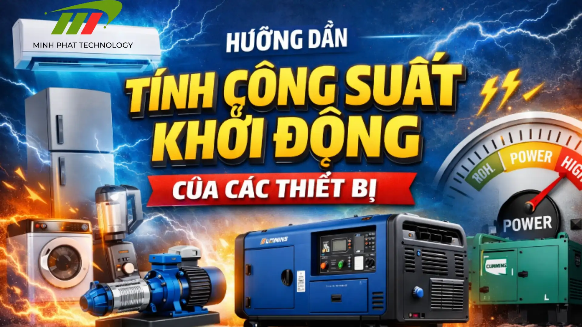 Cách tính công suất khởi động của thiết bị chính xác