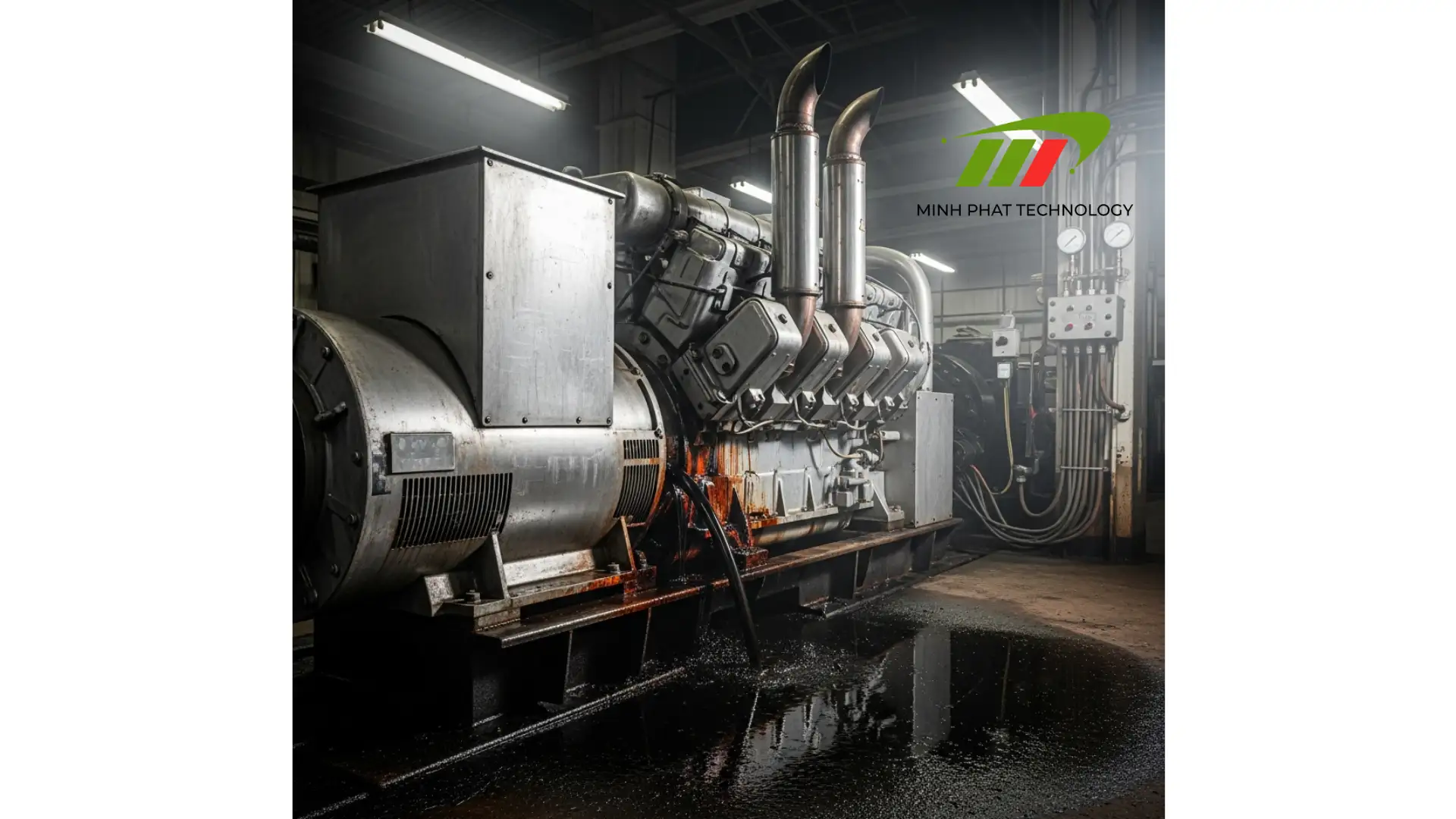 Máy phát điện bị rò rỉ dầu bôi trơn