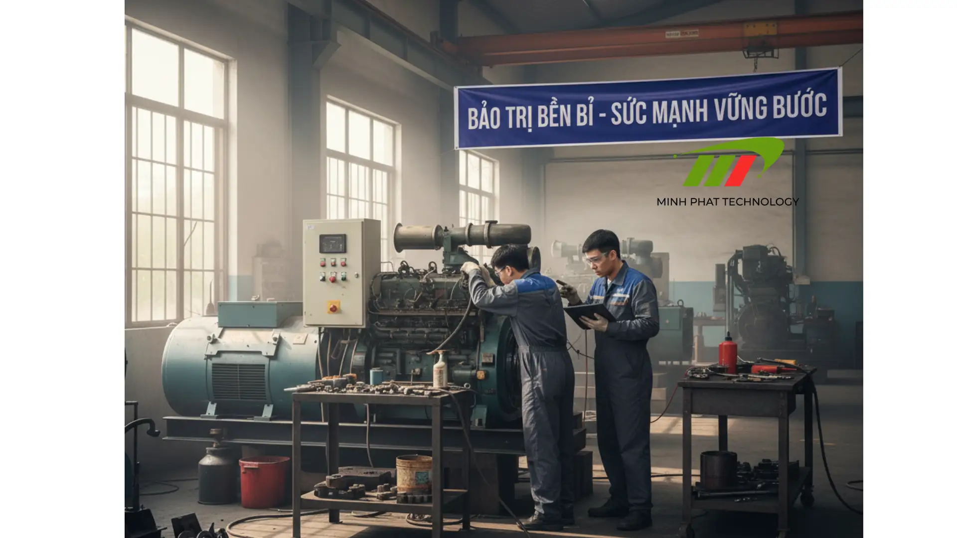 Bảo trì máy phát điện cho xưởng cơ khí